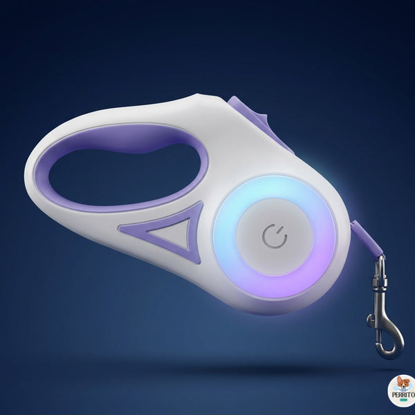 Correa Retráctil Automática con Luz LED y Collar para Mascotas